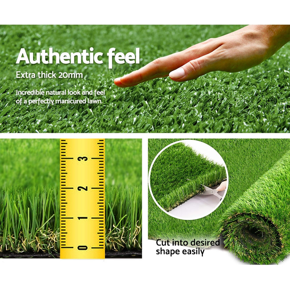 Prime Turf Artificial Grass 20mm 2mx5m Synthetic Fake Lawn Turf Plastic Plant 4-coloured