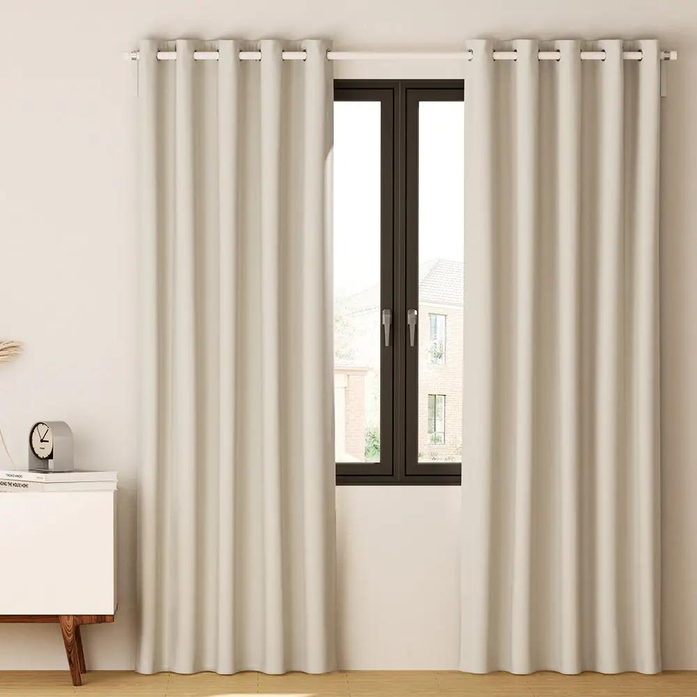2 Panels Blockout Curtains 180X213cm Eyelet Beige