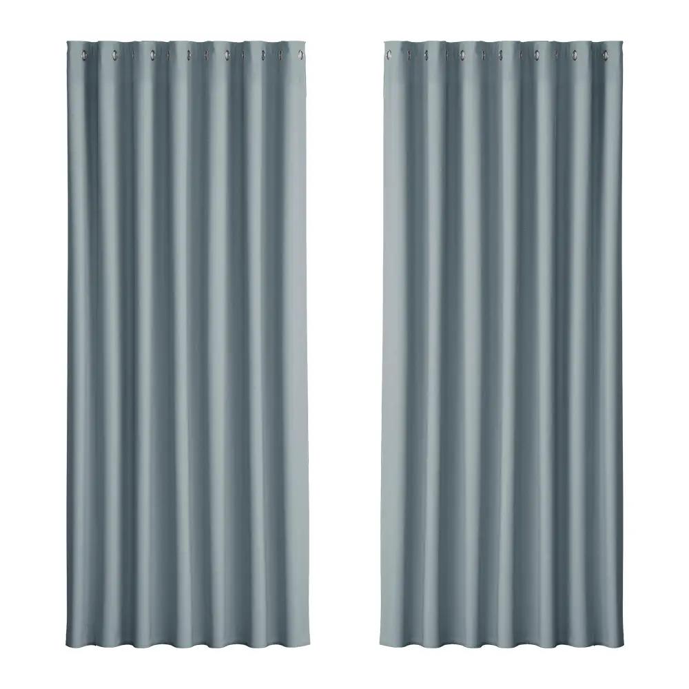 2X Block out Curtains Eyelet Grey 240X230cm