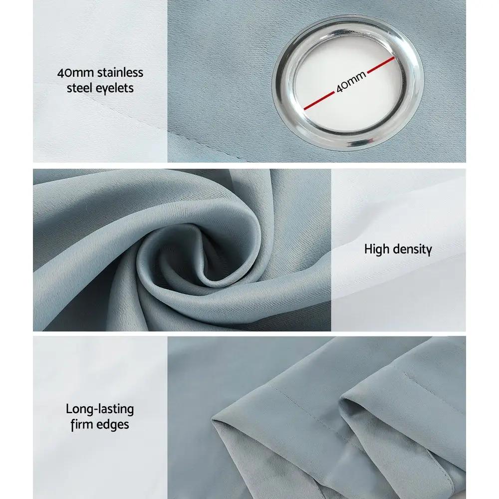 2X Block out Curtains Eyelet Grey 240X230cm