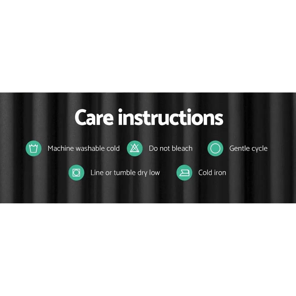 2X Blockout Curtains Eyelet 240x230cm Black Shine