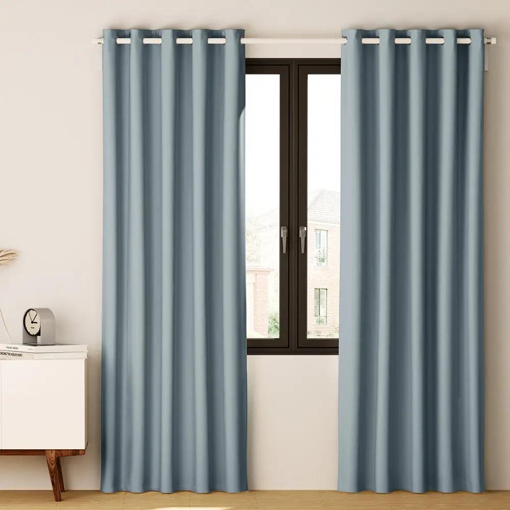 2X Block out Curtains Eyelet Shine Grey 300X230cm