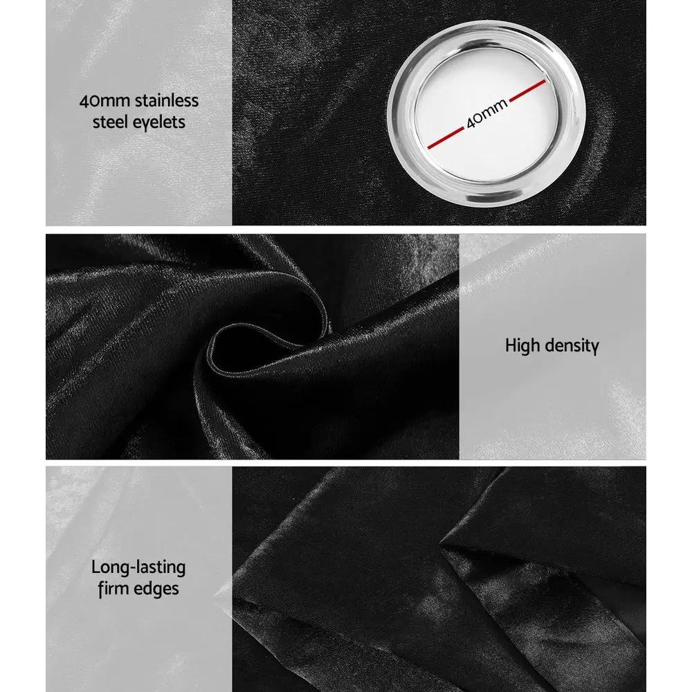 2 Panels Blockout Curtains Shine Eyelet Black