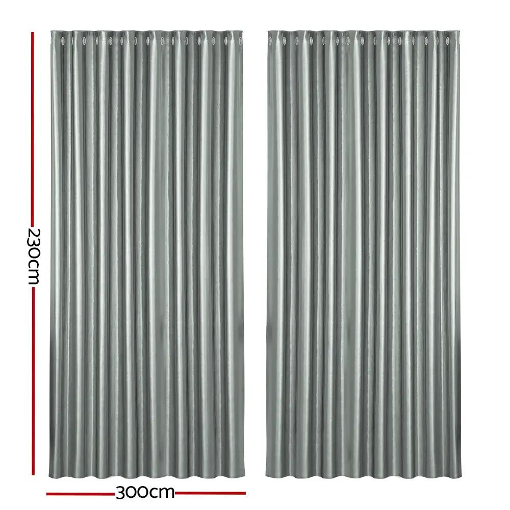 2X Blockout Curtains Eyelet 240x230cm grey Shine