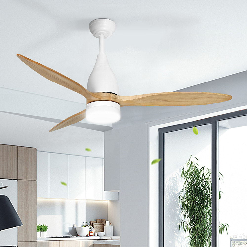 Ember 52'' Ceiling Fan AC Motor w/Light w/Remote - Light Wood