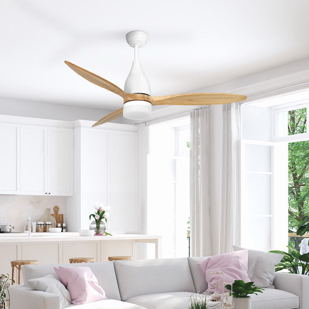 Ember 52'' Ceiling Fan AC Motor w/Light w/Remote - Light Wood