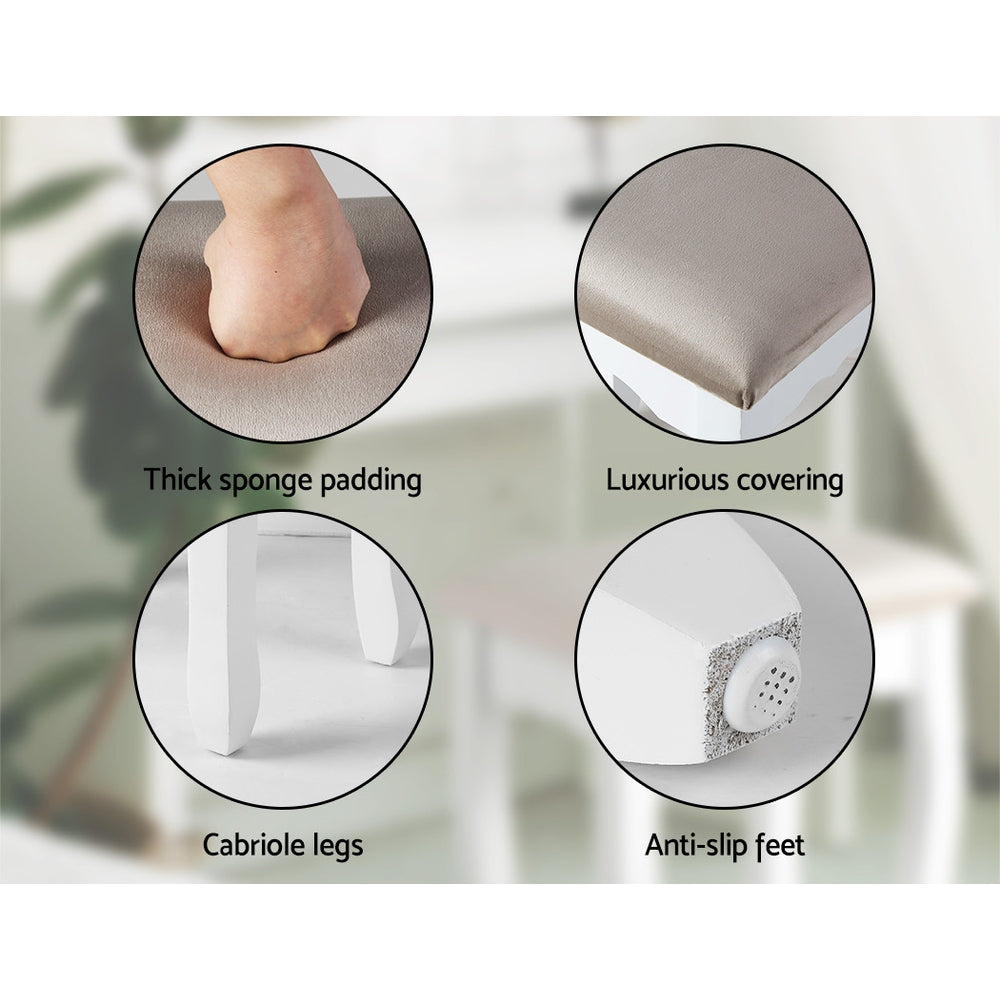 French Provincial Dressing Stool Grey