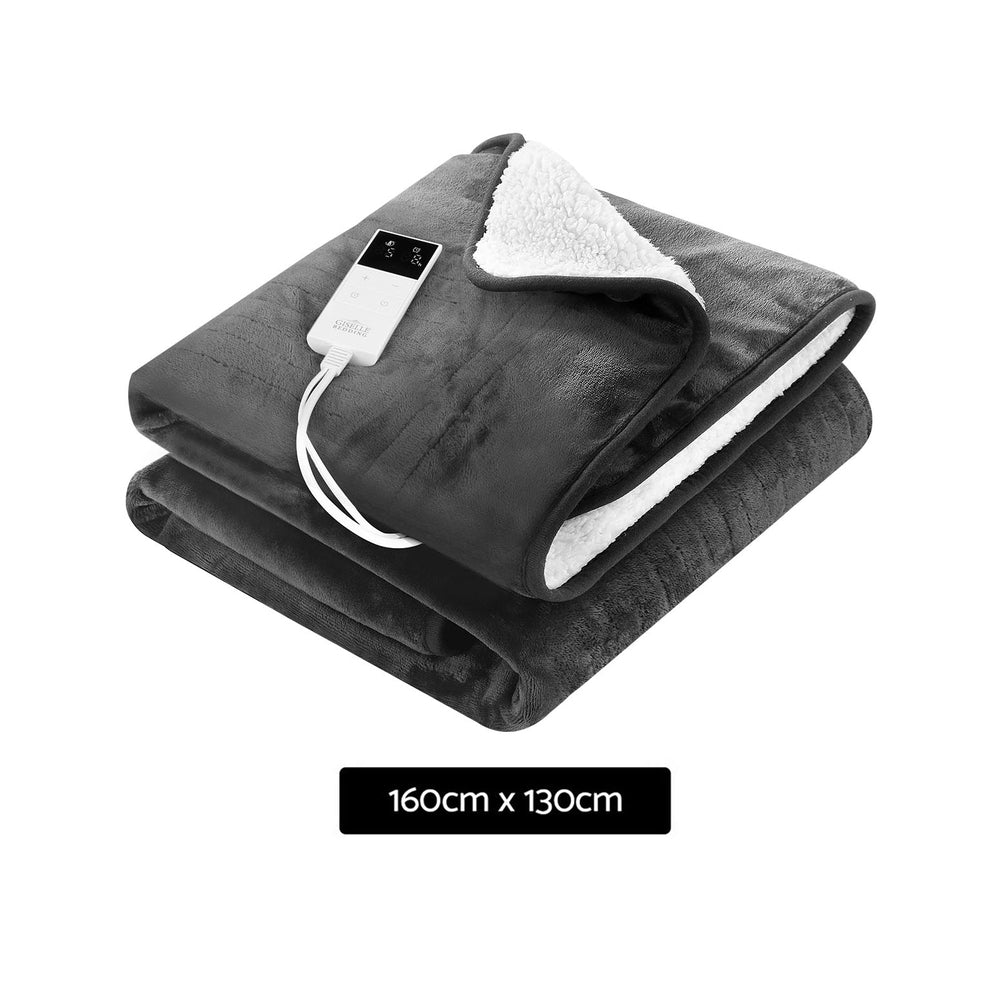 Giselle Electric Throw Heated Blanket Washable Snuggle Flannel Winter Grey