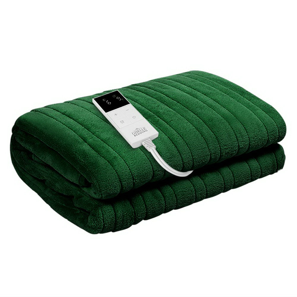 Giselle Electric Throw Heated Blanket Washable Snuggle Flannel Winter Green