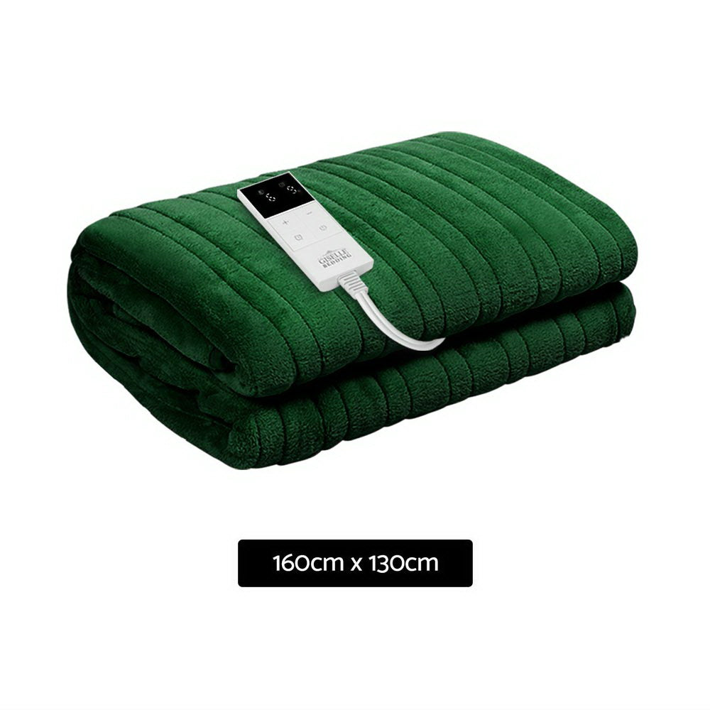 Giselle Electric Throw Heated Blanket Washable Snuggle Flannel Winter Green