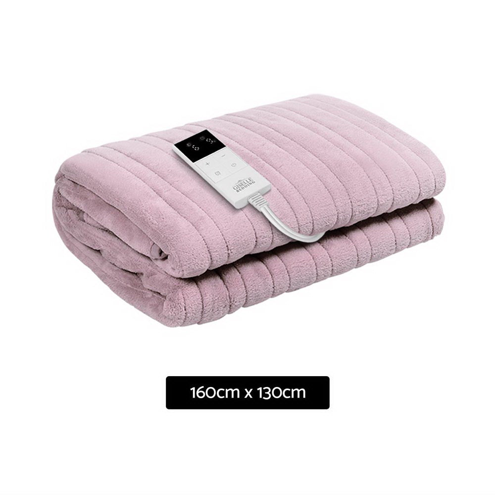 Giselle Electric Throw Heated Blanket Fleece Pink