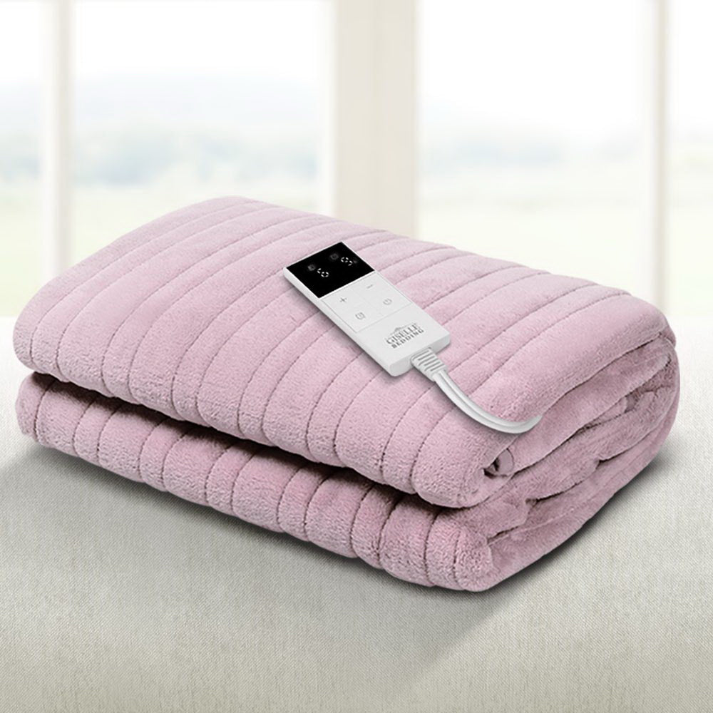 Giselle Electric Throw Heated Blanket Fleece Pink