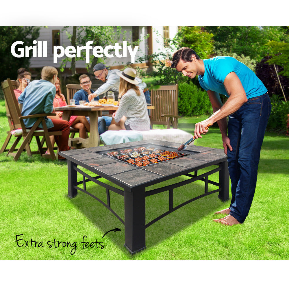 Ember Fire Pit BBQ Grill Ice Bucket 4-In-1 Table
