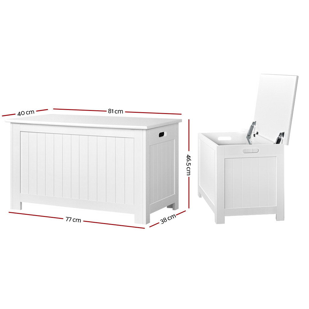 Keezi Kids Toy Box Chest Storage - Children Room Organiser White