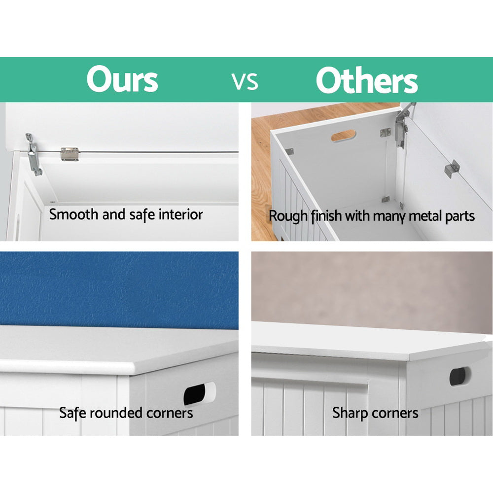 Keezi Kids Toy Box Chest Storage - Children Room Organiser White