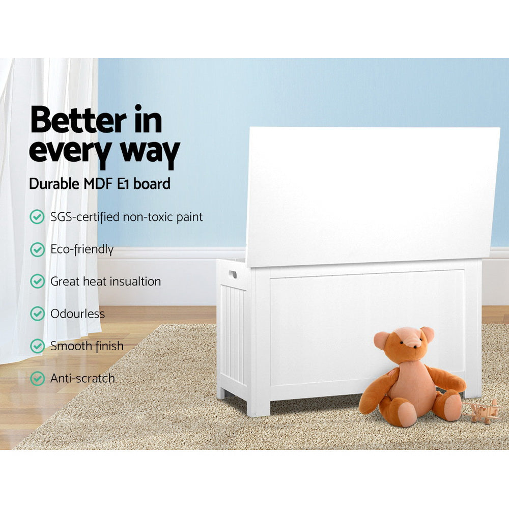 Keezi Kids Toy Box Chest Storage - Children Room Organiser White