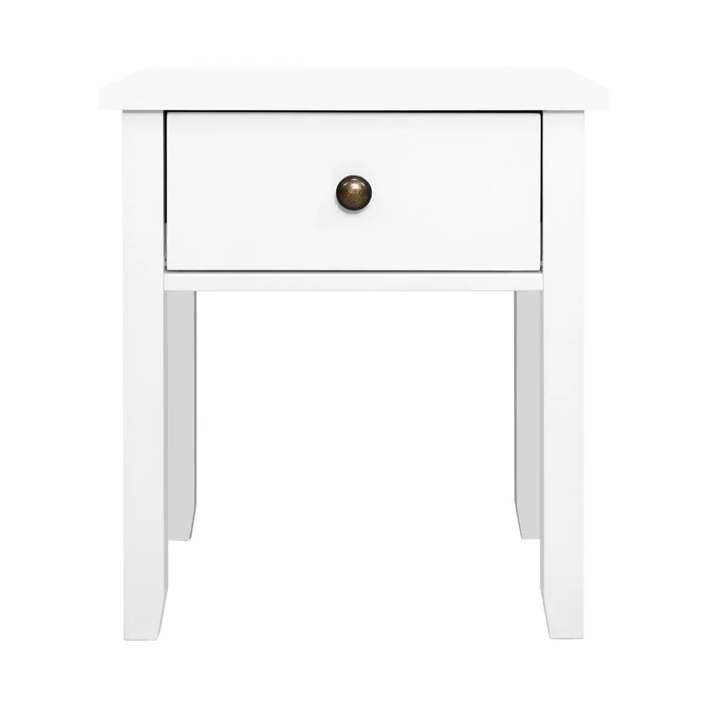 Artiss Bedside Table 1 Drawer - BOW White
