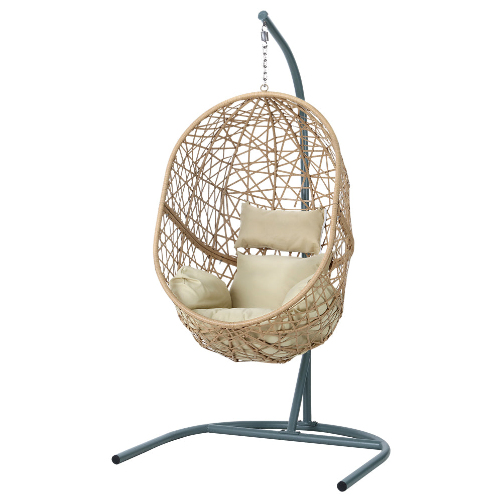 Ember Outdoor Egg Swing Chair Wicker Rattan Furniture Pod Stand Cushion Yellow