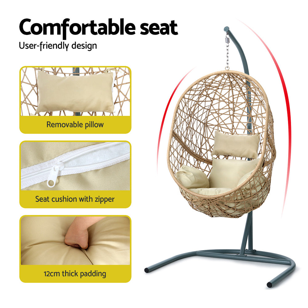 Ember Outdoor Egg Swing Chair Wicker Rattan Furniture Pod Stand Cushion Yellow