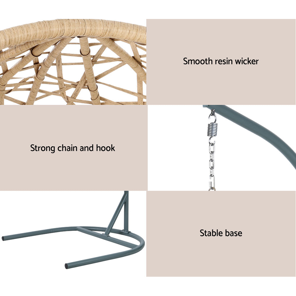 Ember Outdoor Egg Swing Chair Wicker Rattan Furniture Pod Stand Cushion Yellow