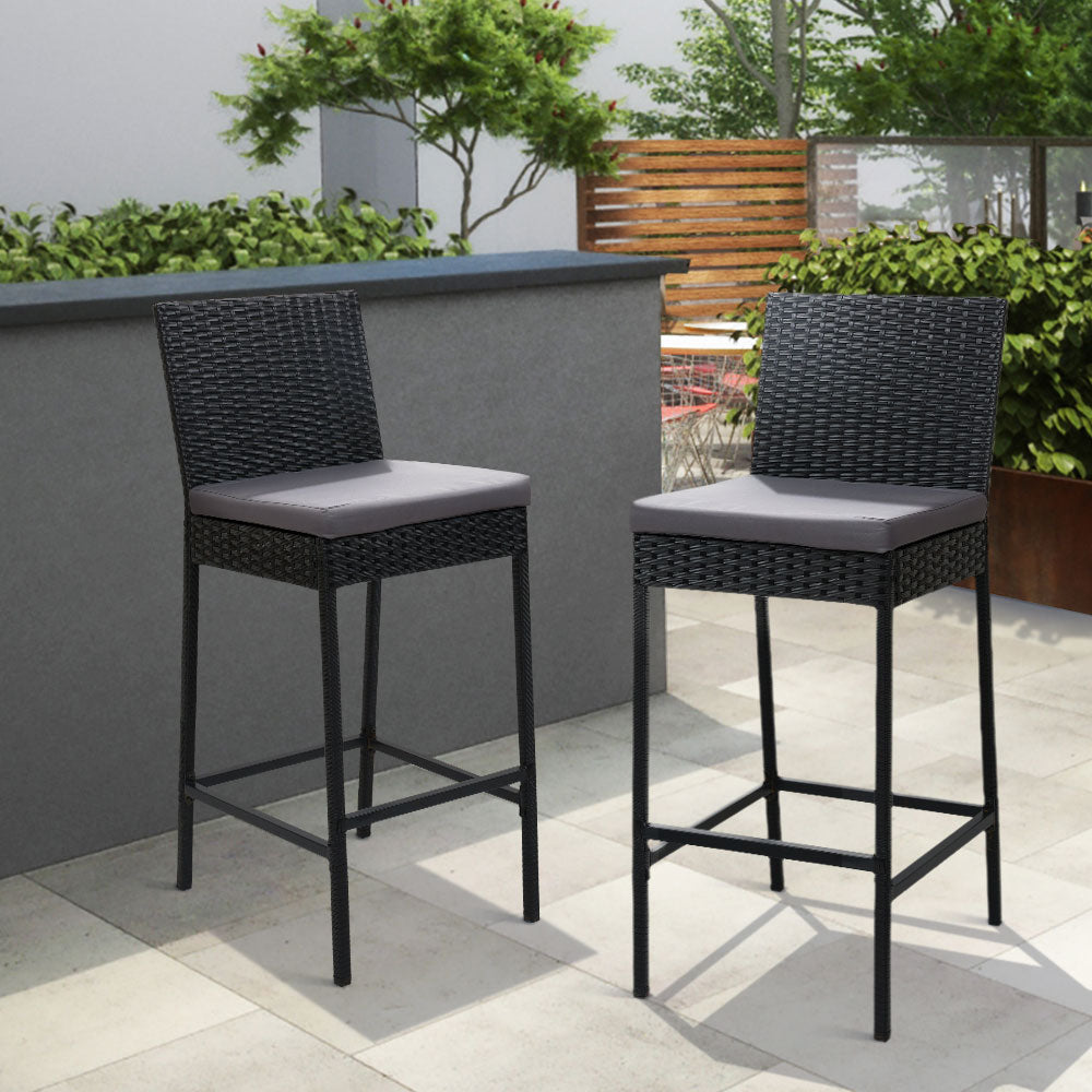 Ember 2-Piece Outdoor Bar Stools Dining Chair Bar Stools Rattan Furniture