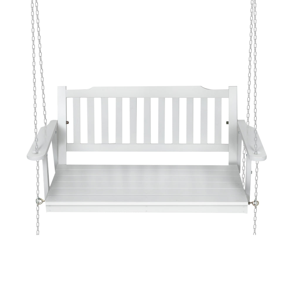 Gardeon Porch Swing Chair with Chain Garden Chair Outdoor Furniture Wooden White