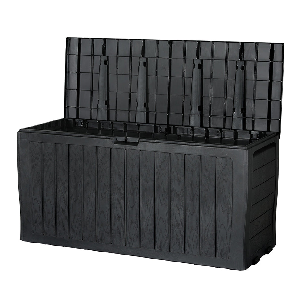 Ember Outdoor Storage Box 220L Lockable Organiser Garden Deck Toy Shed Tool Black