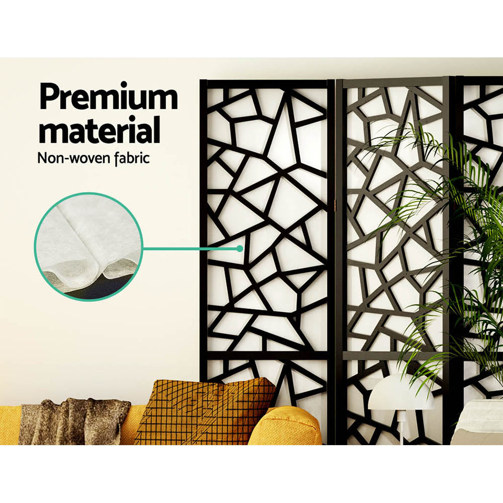 4 Panel Room Divider Screen Mosaic Black 162x170cm