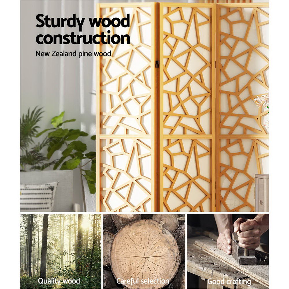 4 Panel Room Divider Screen 162x170cm Natural Mosaic