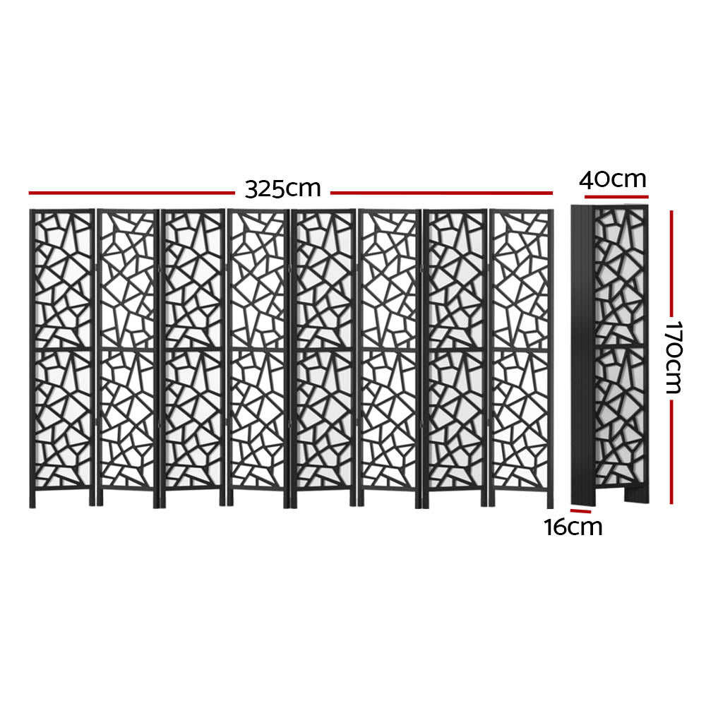 8 Panel Room Divider Screen Clover Black