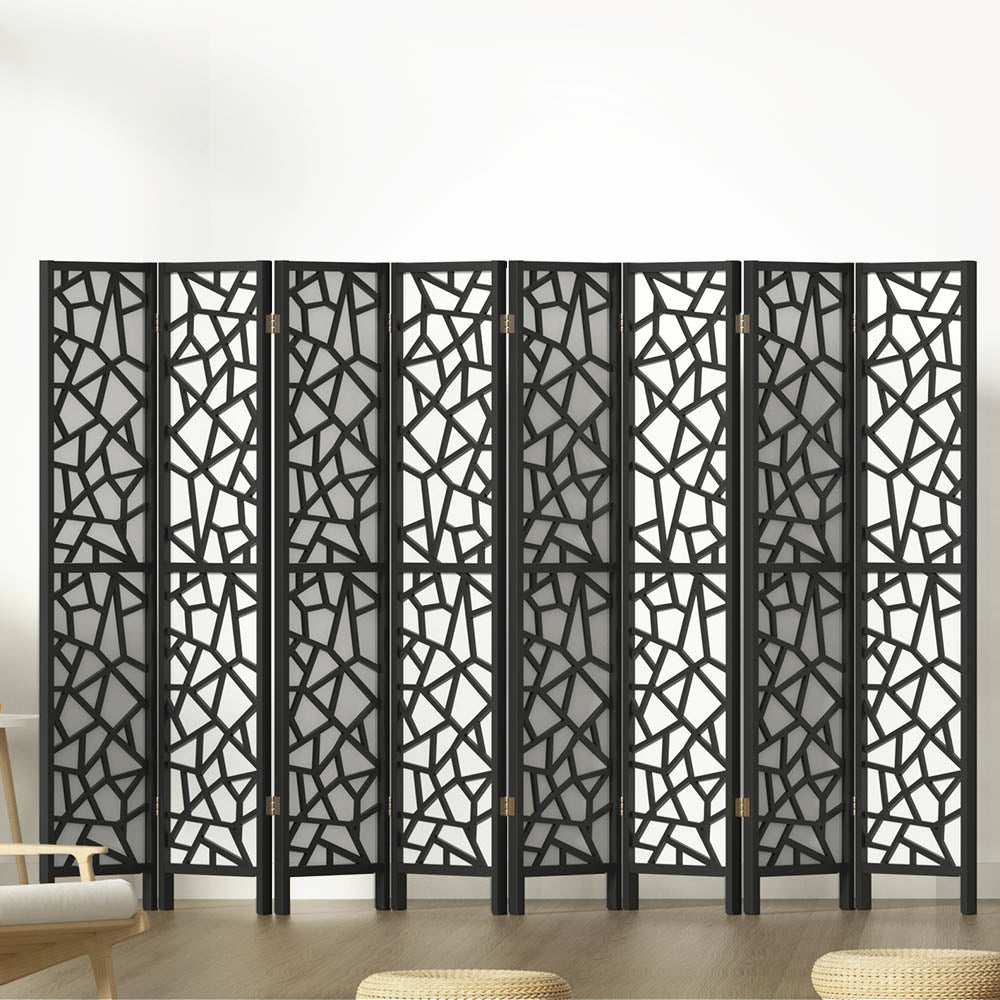 8 Panel Room Divider Screen Clover Black