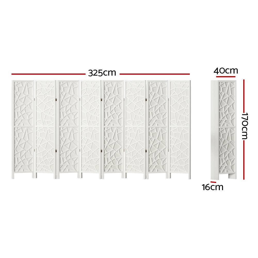 8 Panel Room Divider Screen Clover White