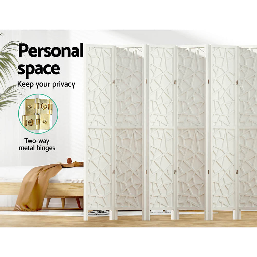 8 Panel Room Divider Screen Clover White