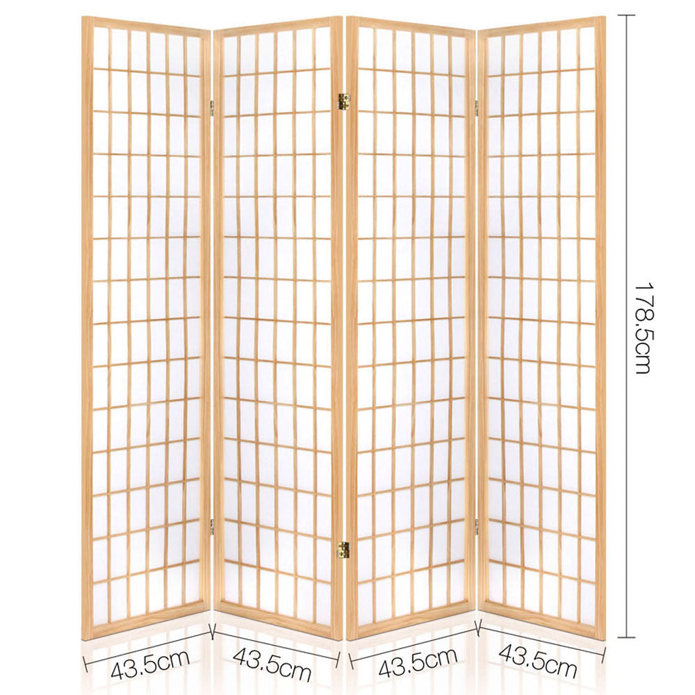 4 Panel Room Divider Screen Natural