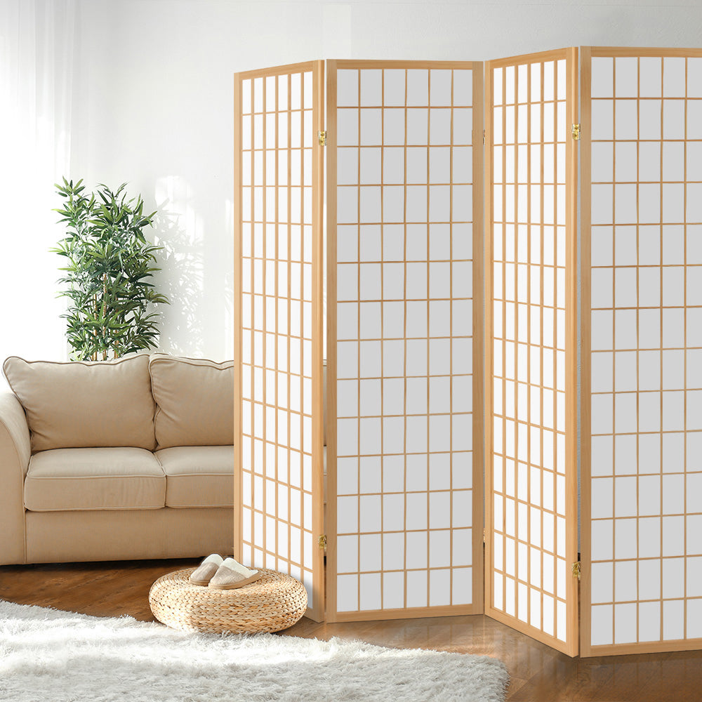 4 Panel Room Divider Screen Natural