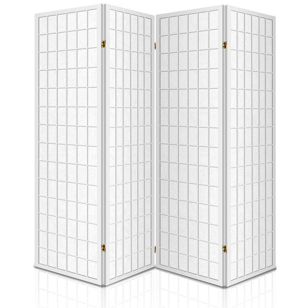 4 Panel Room Divider Screen White