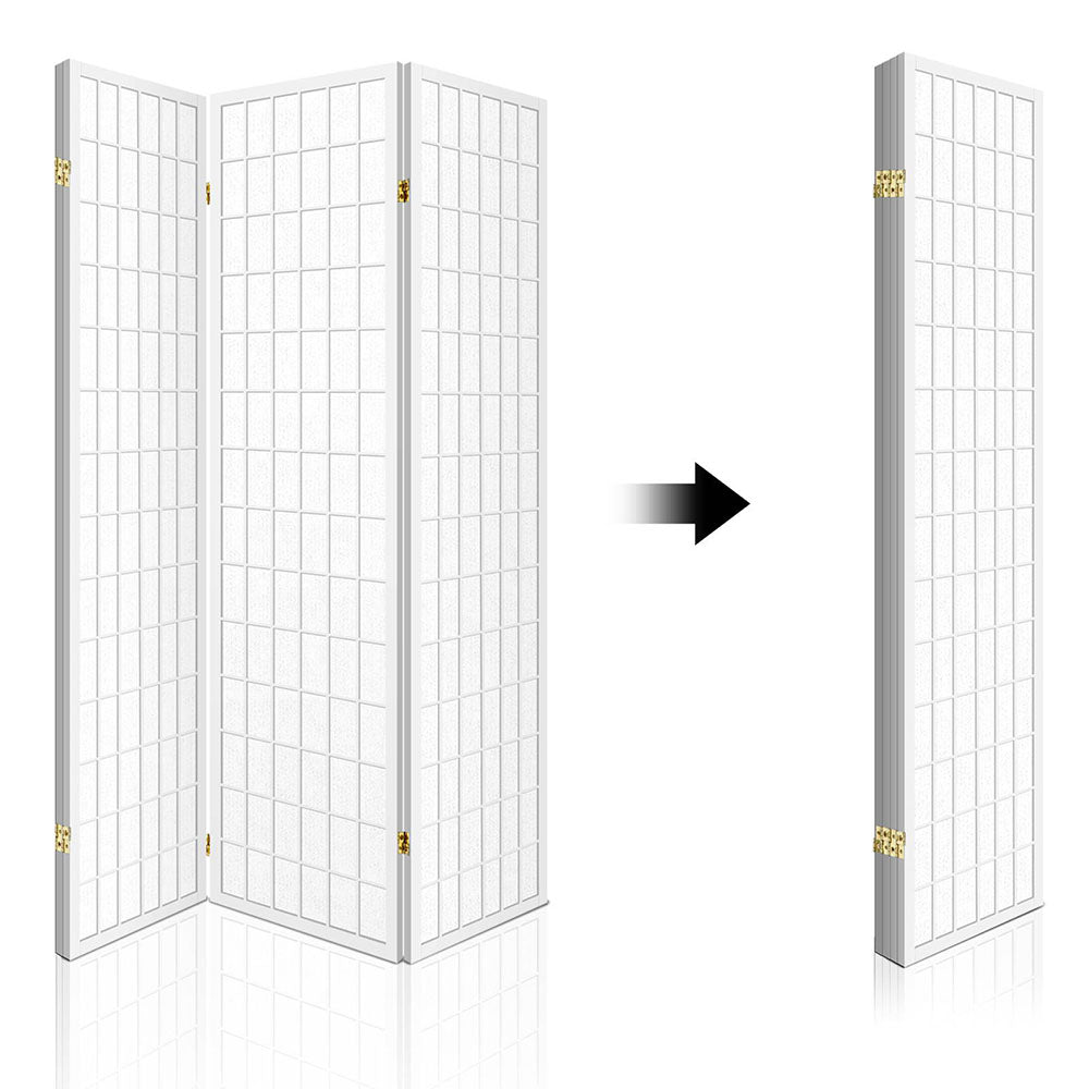 4 Panel Room Divider Screen White