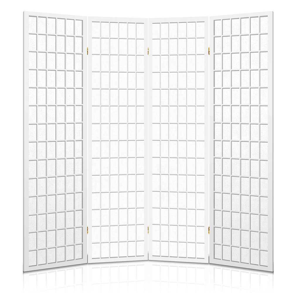 4 Panel Room Divider Screen White