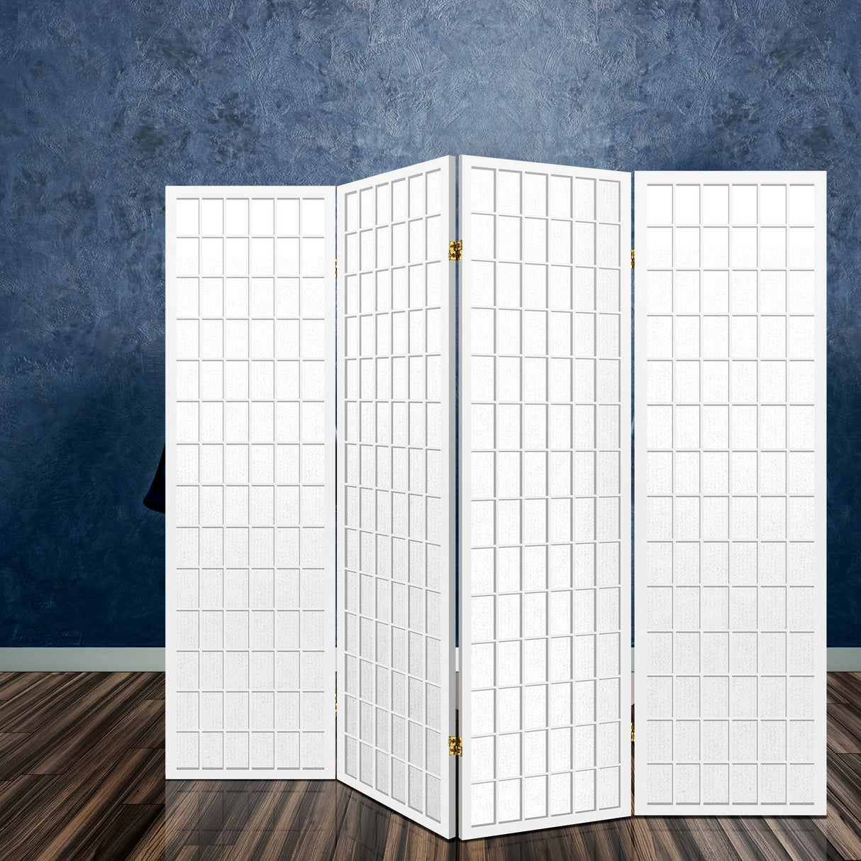 4 Panel Room Divider Screen White