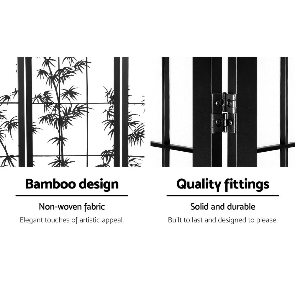 8 Panel Room Divider Screen Bamboo Black