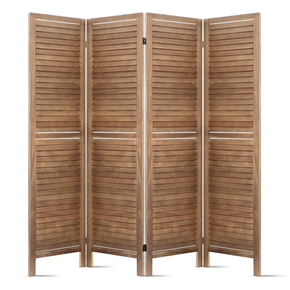 4 Panel Room Divider Screen 160x170cm Natural Paulownia