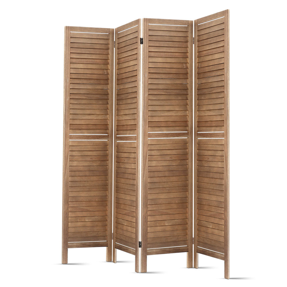 4 Panel Room Divider Screen 160x170cm Natural Paulownia