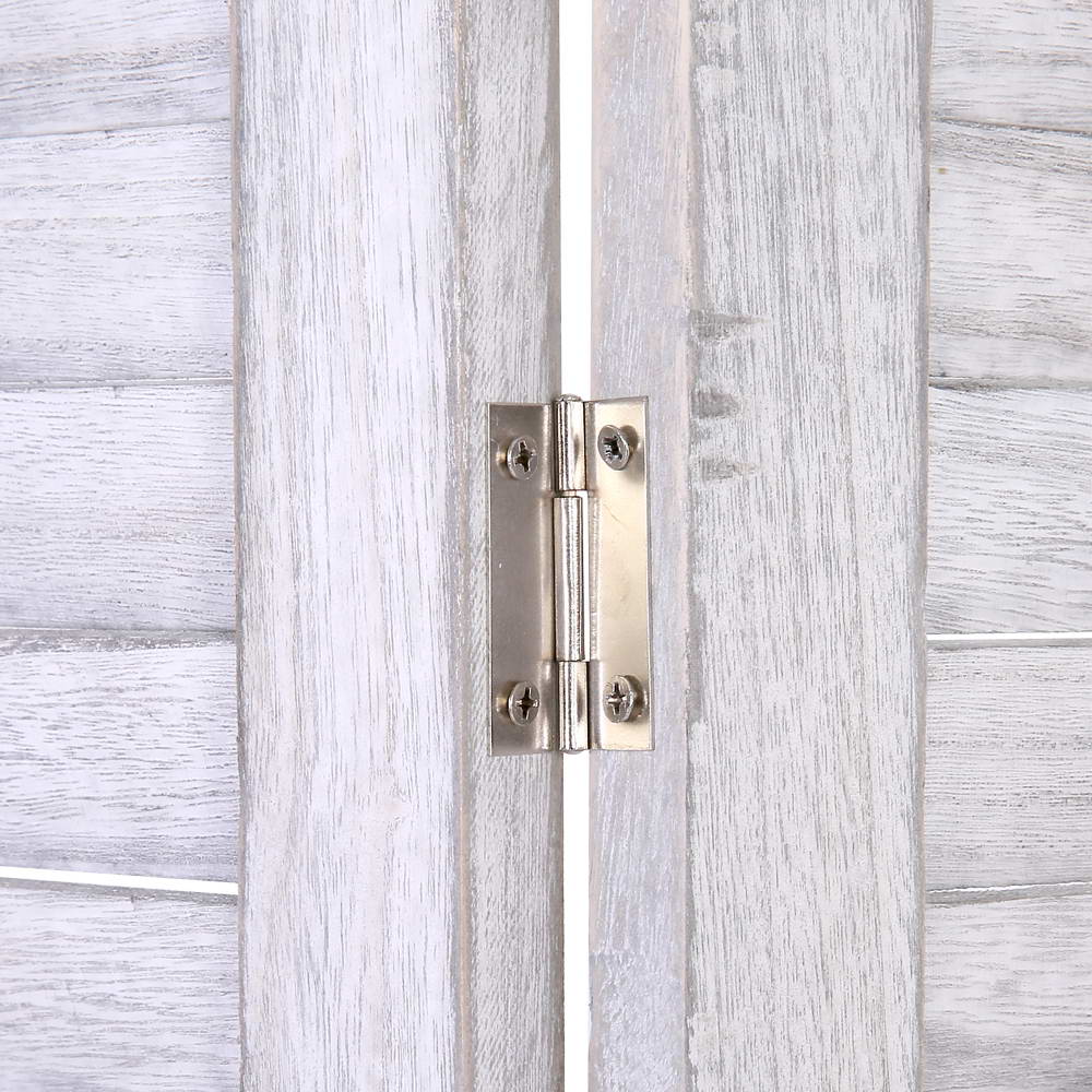 4 Panel Room Divider Screen 163x170cm White Slatted