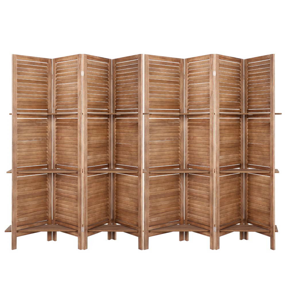 8 Panel Room Divider Screen Brown