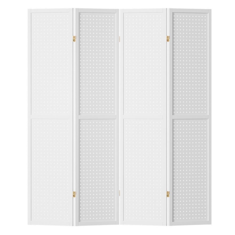 4 Panel Room Divider Screen Peg Board 164x170cm White