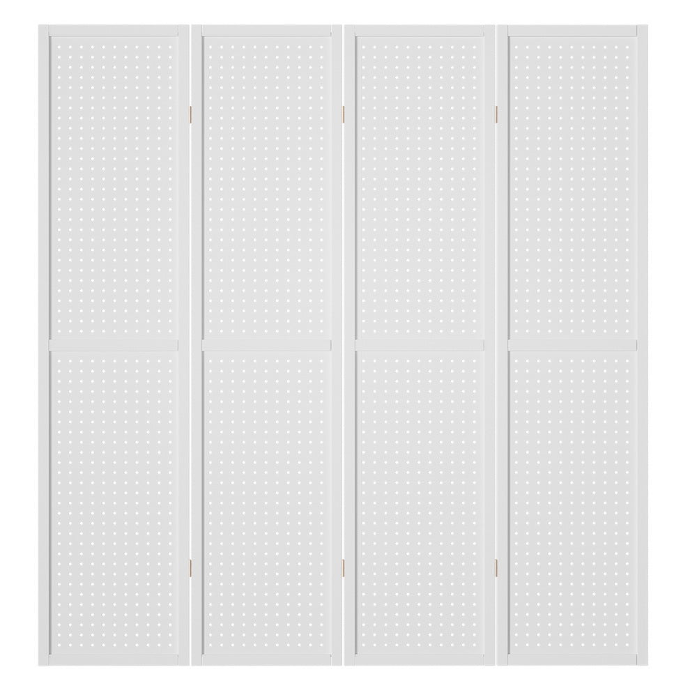 4 Panel Room Divider Screen Peg Board 164x170cm White