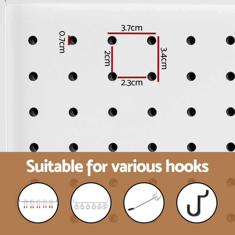 4 Panel Room Divider Screen Peg Board 164x170cm White