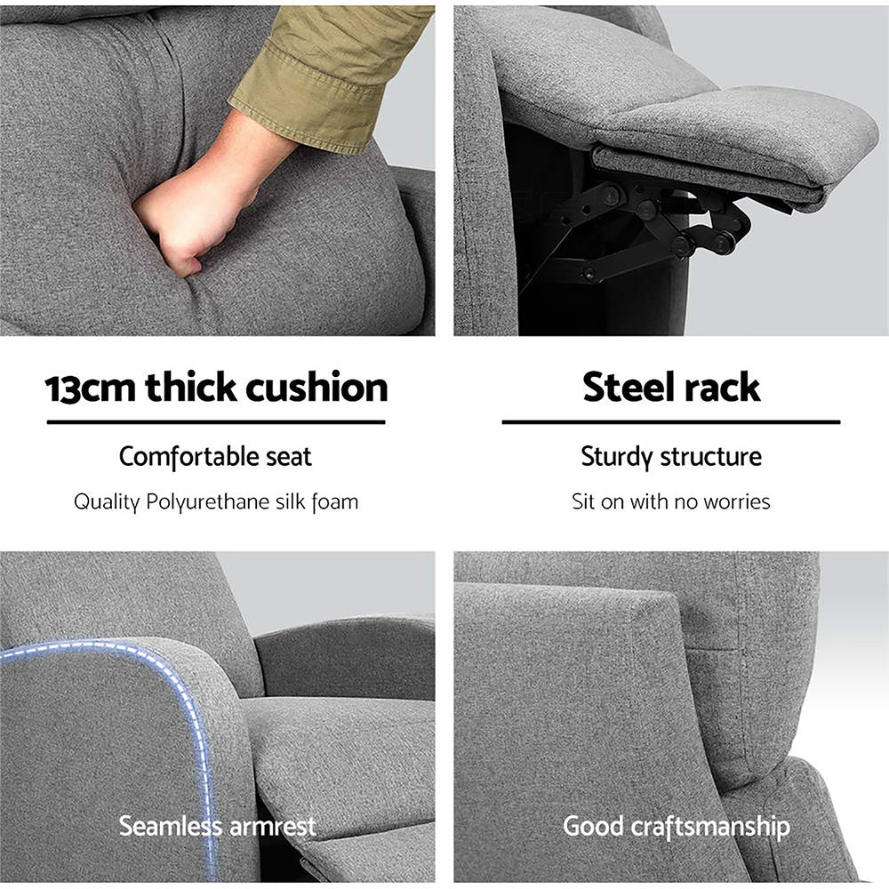 Sofa Recliner 13cm Thick Cushion Grey