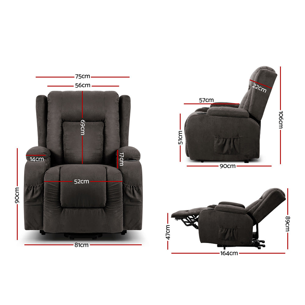 Suede Grey Massage Recliner Chair