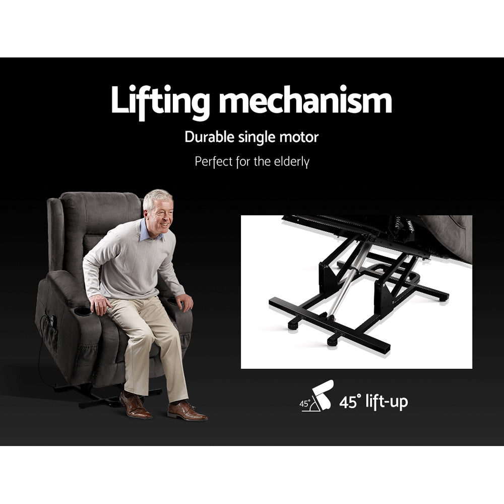 Suede Grey Massage Recliner Chair